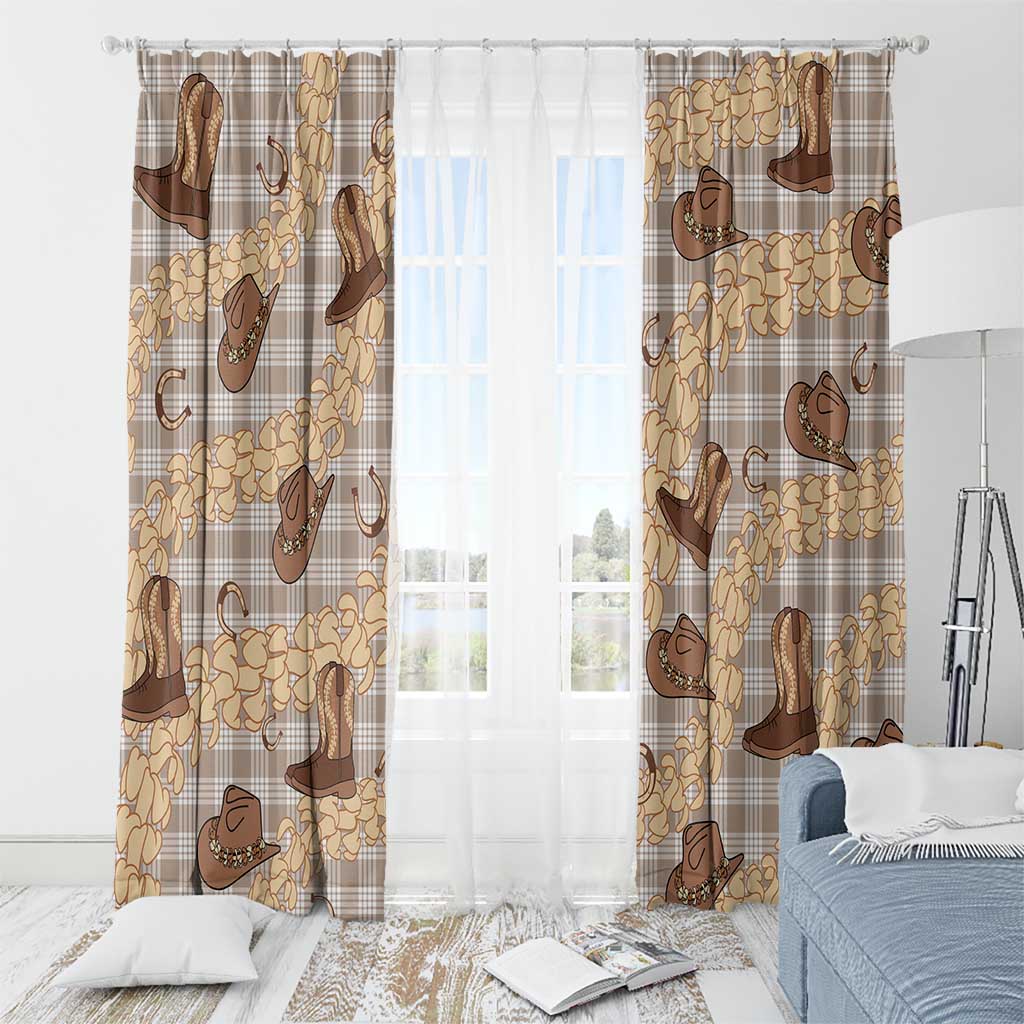 Khaki Palaka Hawaii Cowboy Window Curtain Puakenikeni Lei Paniolo Papale Seamless Vibes LT14 - Polynesian Pride