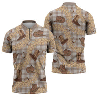 Khaki Palaka Hawaii Cowboy Zipper Polo Shirt Puakenikeni Lei Paniolo Papale Seamless Vibes - Polynesian Pride