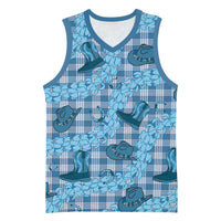 Cyan Palaka Hawaii Cowboy Basketball Jersey Puakenikeni Lei Paniolo Papale Seamless Vibes - Polynesian Pride