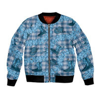 Cyan Palaka Hawaii Cowboy Bomber Jacket Puakenikeni Lei Paniolo Papale Seamless Vibes LT14 Unisex Cyan - Polynesian Pride