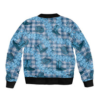 Cyan Palaka Hawaii Cowboy Bomber Jacket Puakenikeni Lei Paniolo Papale Seamless Vibes LT14 - Polynesian Pride