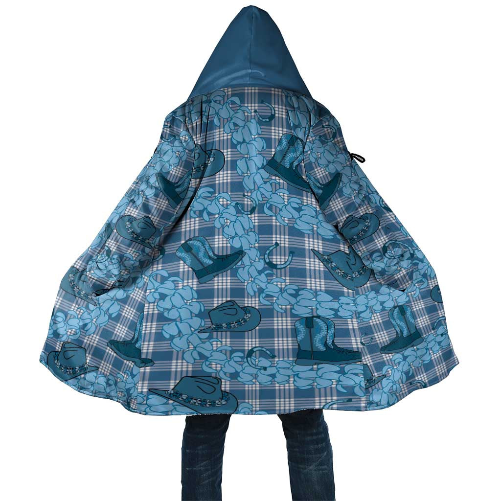 Cyan Palaka Hawaii Cowboy Cloak Puakenikeni Lei Paniolo Papale Seamless Vibes - Polynesian Pride