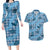 Cyan Palaka Hawaii Cowboy Couples Matching Long Sleeve Bodycon Dress and Hawaiian Shirt Puakenikeni Lei Paniolo Papale Seamless Vibes - Polynesian Pride