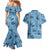Cyan Palaka Hawaii Cowboy Couples Matching Mermaid Dress and Hawaiian Shirt Puakenikeni Lei Paniolo Papale Seamless Vibes - Polynesian Pride