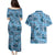 Cyan Palaka Hawaii Cowboy Couples Matching Puletasi and Hawaiian Shirt Puakenikeni Lei Paniolo Papale Seamless Vibes - Polynesian Pride
