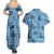 Cyan Palaka Hawaii Cowboy Couples Matching Summer Maxi Dress and Hawaiian Shirt Puakenikeni Lei Paniolo Papale Seamless Vibes - Polynesian Pride