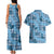 Cyan Palaka Hawaii Cowboy Couples Matching Tank Maxi Dress and Hawaiian Shirt Puakenikeni Lei Paniolo Papale Seamless Vibes - Polynesian Pride