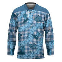 Cyan Palaka Hawaii Cowboy Hockey Jersey Puakenikeni Lei Paniolo Papale Seamless Vibes - Polynesian Pride