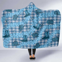 Cyan Palaka Hawaii Cowboy Hooded Blanket Puakenikeni Lei Paniolo Papale Seamless Vibes LT14 One Size Cyan - Polynesian Pride