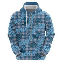Cyan Palaka Hawaii Cowboy Hoodie Puakenikeni Lei Paniolo Papale Seamless Vibes - Polynesian Pride