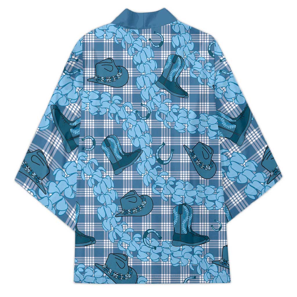 Cyan Palaka Hawaii Cowboy Kimono Puakenikeni Lei Paniolo Papale Seamless Vibes LT14 - Polynesian Pride