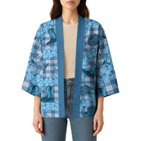 Cyan Palaka Hawaii Cowboy Kimono Puakenikeni Lei Paniolo Papale Seamless Vibes LT14 - Polynesian Pride