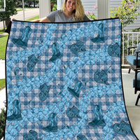 Cyan Palaka Hawaii Cowboy Quilt Puakenikeni Lei Paniolo Papale Seamless Vibes - Polynesian Pride