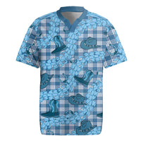 Cyan Palaka Hawaii Cowboy Rugby Jersey Puakenikeni Lei Paniolo Papale Seamless Vibes - Polynesian Pride