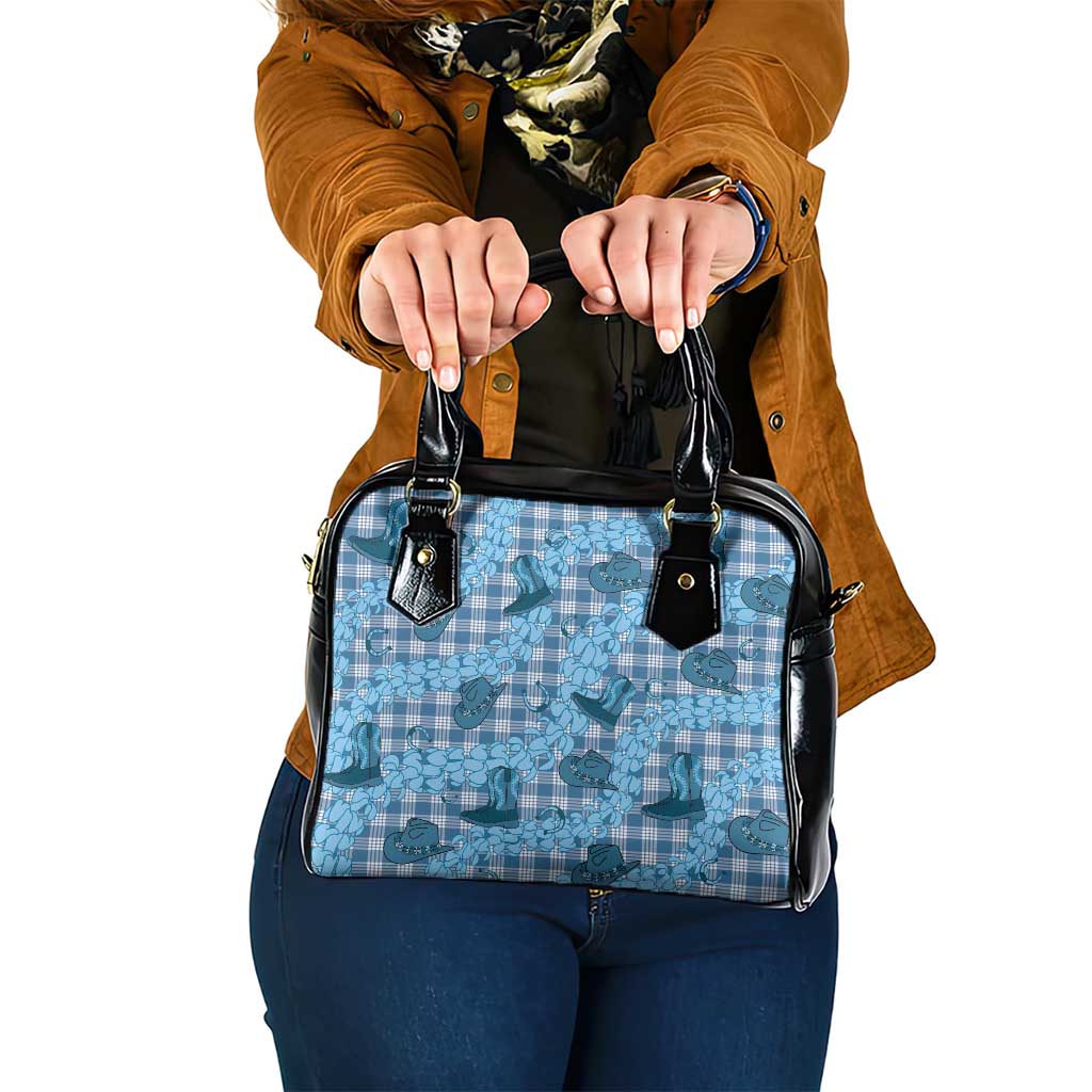 Cyan Palaka Hawaii Cowboy Shoulder Handbag Puakenikeni Lei Paniolo Papale Seamless Vibes LT14 One Size Cyan - Polynesian Pride