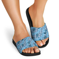 Cyan Palaka Hawaii Cowboy Slide Sandals Puakenikeni Lei Paniolo Papale Seamless Vibes LT14 - Polynesian Pride