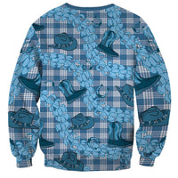 Cyan Palaka Hawaii Cowboy Sweatshirt Puakenikeni Lei Paniolo Papale Seamless Vibes - Polynesian Pride