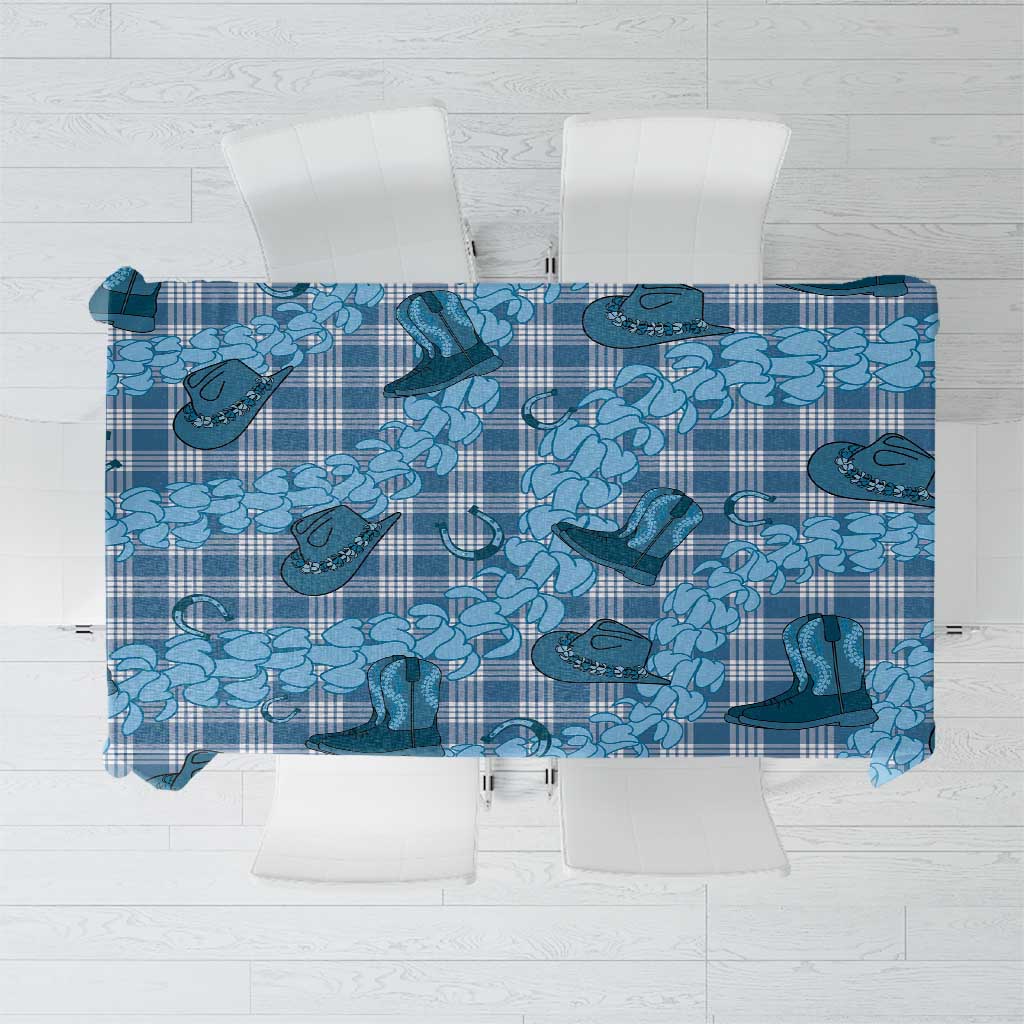 Cyan Palaka Hawaii Cowboy Tablecloth Puakenikeni Lei Paniolo Papale Seamless Vibes - Polynesian Pride