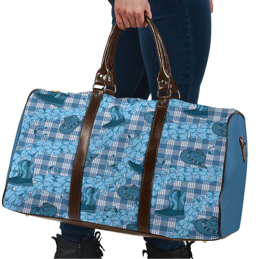 Cyan Palaka Hawaii Cowboy Travel Bag Puakenikeni Lei Paniolo Papale Seamless Vibes LT14 - Polynesian Pride