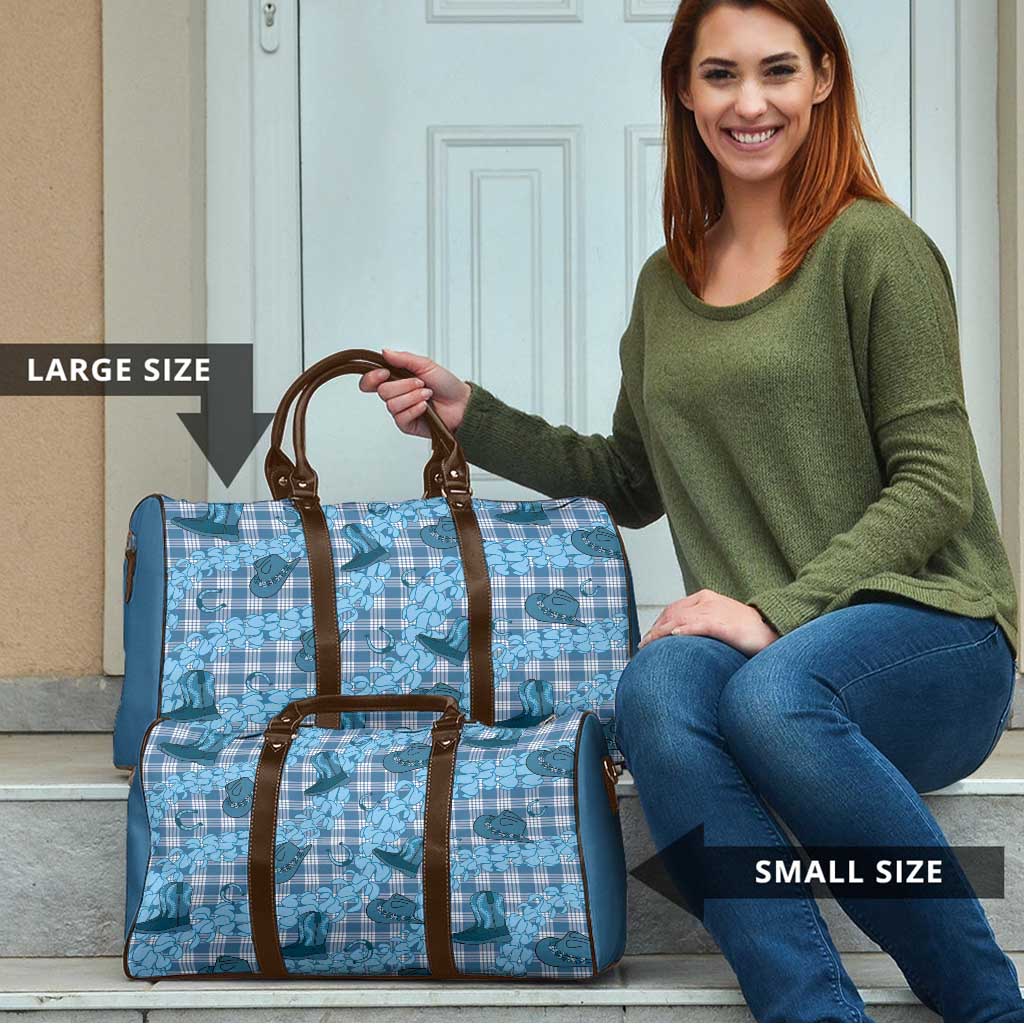 Cyan Palaka Hawaii Cowboy Travel Bag Puakenikeni Lei Paniolo Papale Seamless Vibes LT14 - Polynesian Pride