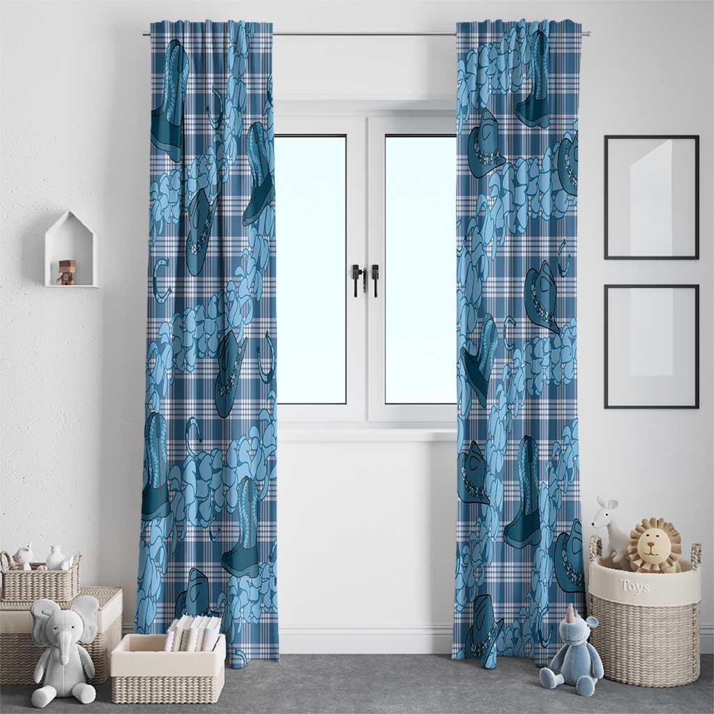 Cyan Palaka Hawaii Cowboy Window Curtain Puakenikeni Lei Paniolo Papale Seamless Vibes LT14 - Polynesian Pride