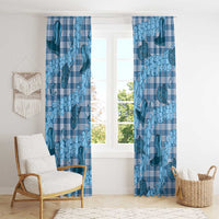 Cyan Palaka Hawaii Cowboy Window Curtain Puakenikeni Lei Paniolo Papale Seamless Vibes LT14 - Polynesian Pride