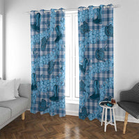Cyan Palaka Hawaii Cowboy Window Curtain Puakenikeni Lei Paniolo Papale Seamless Vibes LT14 With Grommets Cyan - Polynesian Pride