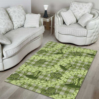 Lime Palaka Hawaii Cowboy Area Rug Puakenikeni Lei Paniolo Papale Seamless Vibes - Polynesian Pride