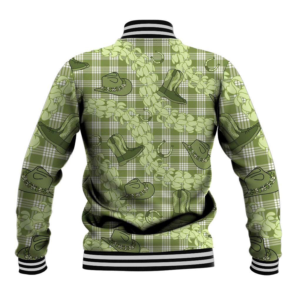 Lime Palaka Hawaii Cowboy Baseball Jacket Puakenikeni Lei Paniolo Papale Seamless Vibes - Polynesian Pride