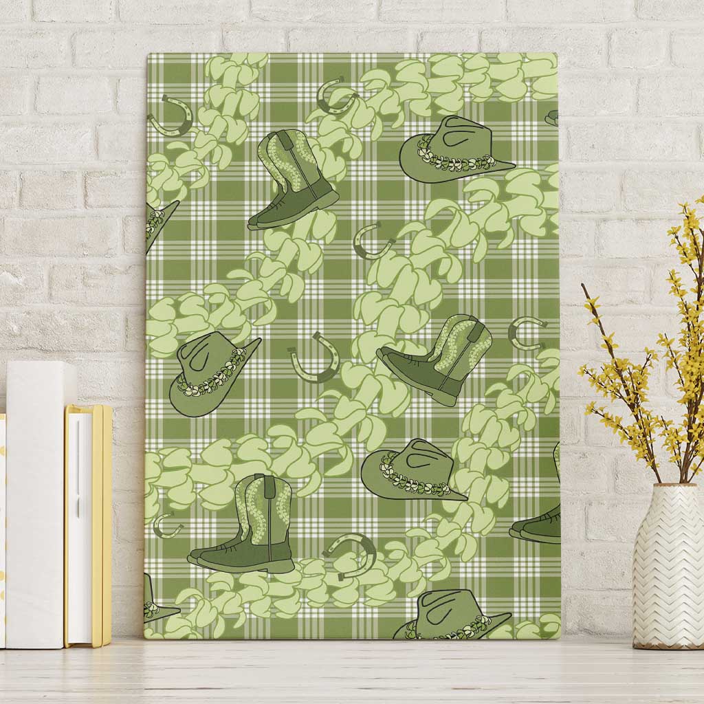 Lime Palaka Hawaii Cowboy Canvas Wall Art Puakenikeni Lei Paniolo Papale Seamless Vibes - Polynesian Pride