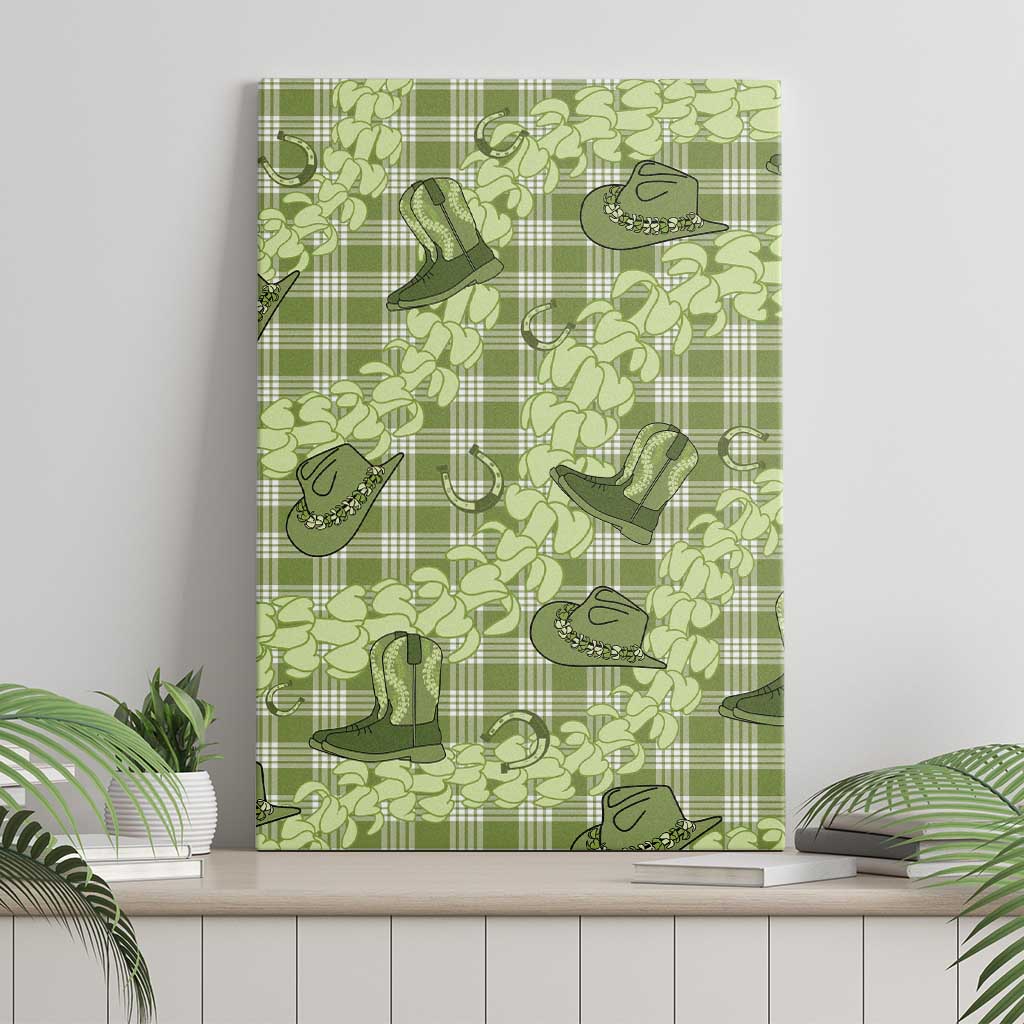 Lime Palaka Hawaii Cowboy Canvas Wall Art Puakenikeni Lei Paniolo Papale Seamless Vibes - Polynesian Pride