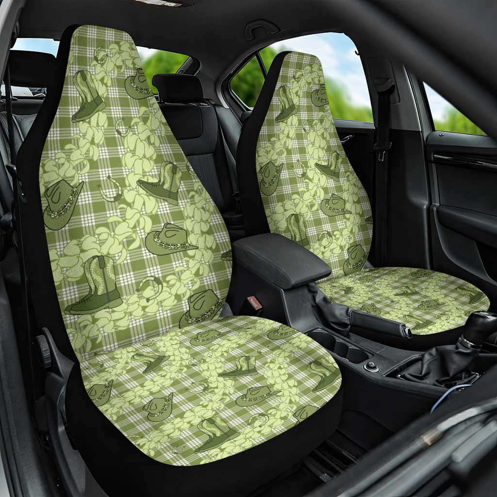 Lime Palaka Hawaii Cowboy Car Seat Cover Puakenikeni Lei Paniolo Papale Seamless Vibes - Polynesian Pride