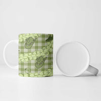 Lime Palaka Hawaii Cowboy Ceramic Mug Puakenikeni Lei Paniolo Papale Seamless Vibes - Polynesian Pride