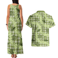 Lime Palaka Hawaii Cowboy Couples Matching Tank Maxi Dress and Hawaiian Shirt Puakenikeni Lei Paniolo Papale Seamless Vibes - Polynesian Pride