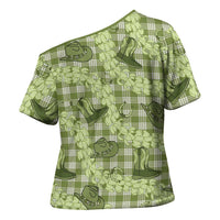 Lime Palaka Hawaii Cowboy Cross Shoulder Shirt Puakenikeni Lei Paniolo Papale Seamless Vibes LT14 - Polynesian Pride