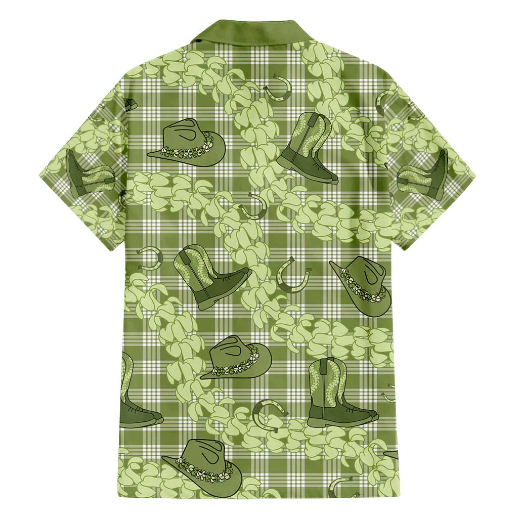 Lime Palaka Hawaii Cowboy Family Matching Long Sleeve Bodycon Dress and Hawaiian Shirt Puakenikeni Lei Paniolo Papale Seamless Vibes - Polynesian Pride