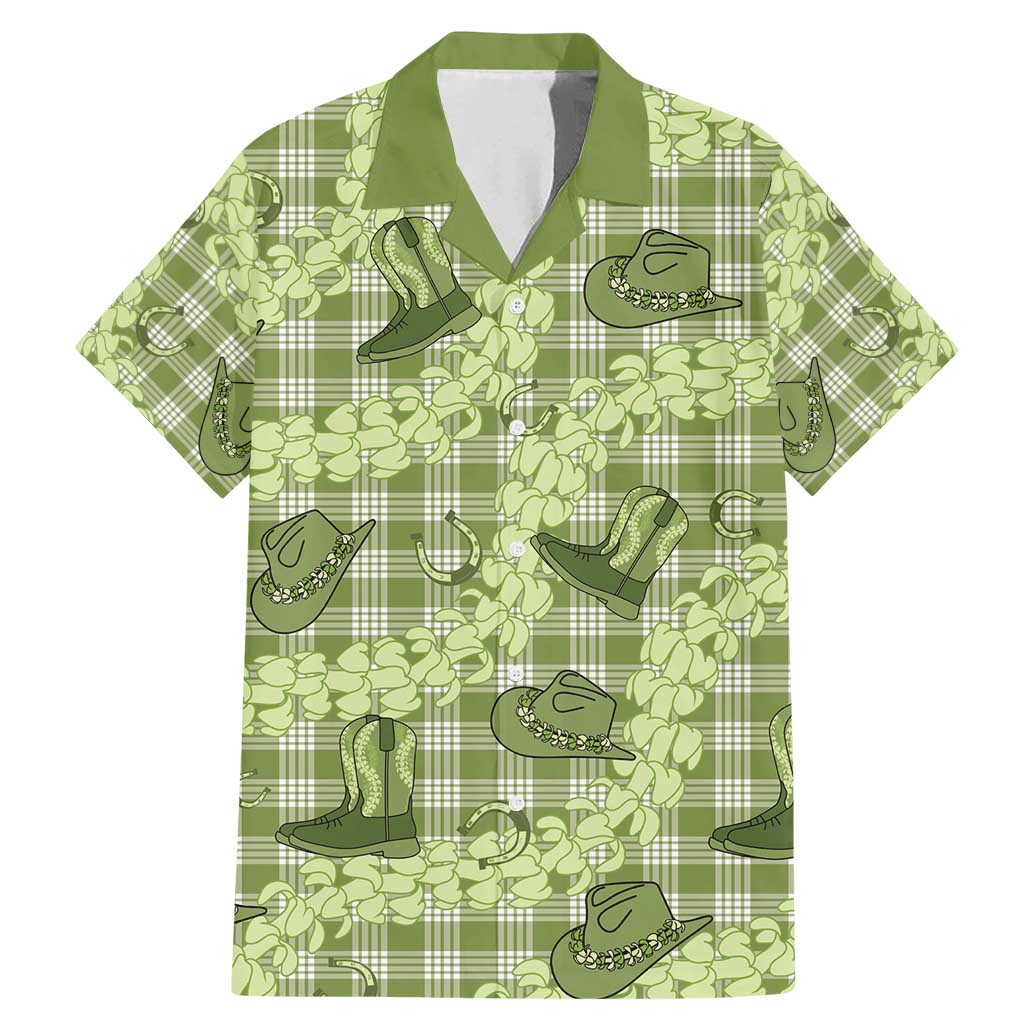 Lime Palaka Hawaii Cowboy Family Matching Mermaid Dress and Hawaiian Shirt Puakenikeni Lei Paniolo Papale Seamless Vibes - Polynesian Pride