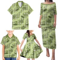 Lime Palaka Hawaii Cowboy Family Matching Puletasi and Hawaiian Shirt Puakenikeni Lei Paniolo Papale Seamless Vibes LT14 - Polynesian Pride