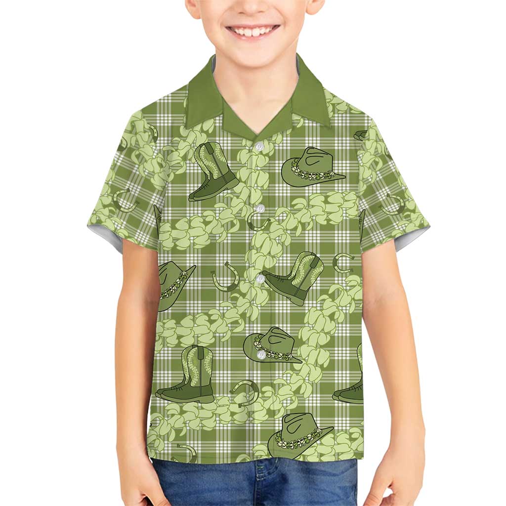 Lime Palaka Hawaii Cowboy Family Matching Puletasi and Hawaiian Shirt Puakenikeni Lei Paniolo Papale Seamless Vibes LT14 Son's Shirt Lime - Polynesian Pride