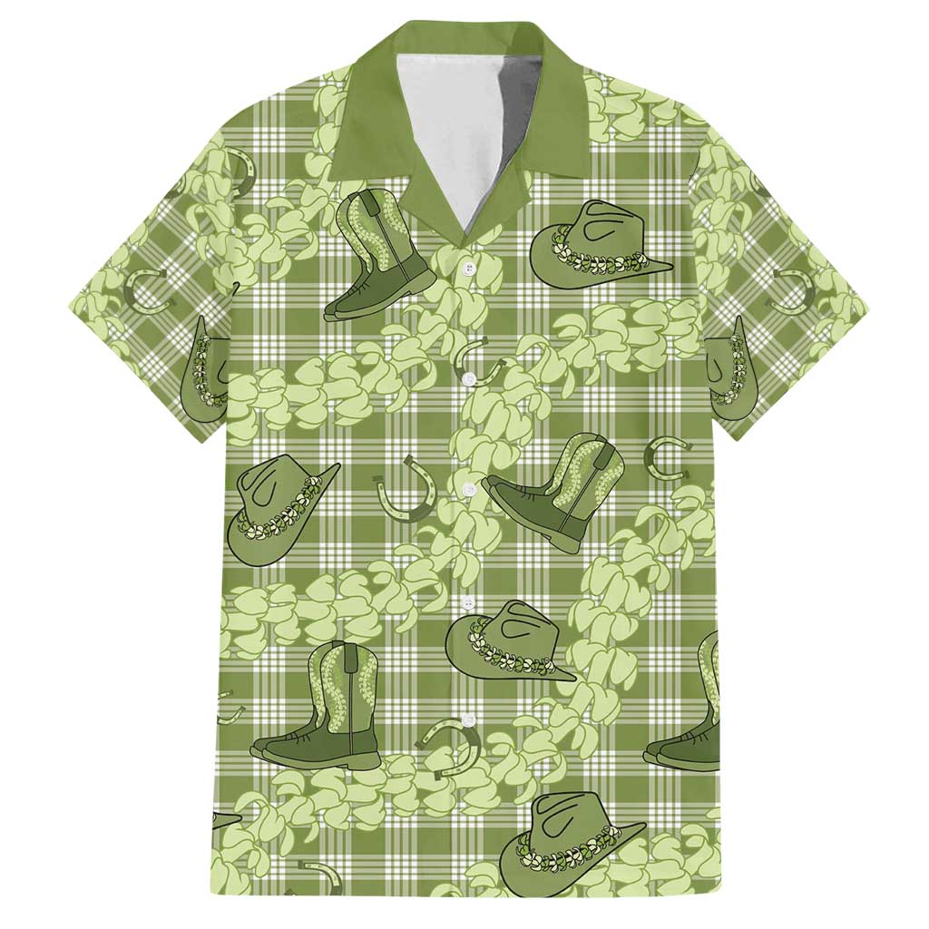 Lime Palaka Hawaii Cowboy Family Matching Summer Maxi Dress and Hawaiian Shirt Puakenikeni Lei Paniolo Papale Seamless Vibes LT14 Dad's Shirt - Short Sleeve Lime - Polynesian Pride