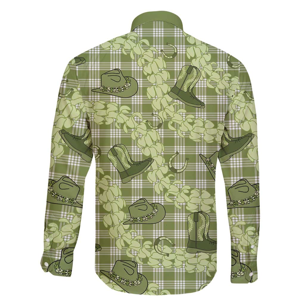Lime Palaka Hawaii Cowboy Family Matching Summer Maxi Dress and Hawaiian Shirt Puakenikeni Lei Paniolo Papale Seamless Vibes LT14 - Polynesian Pride