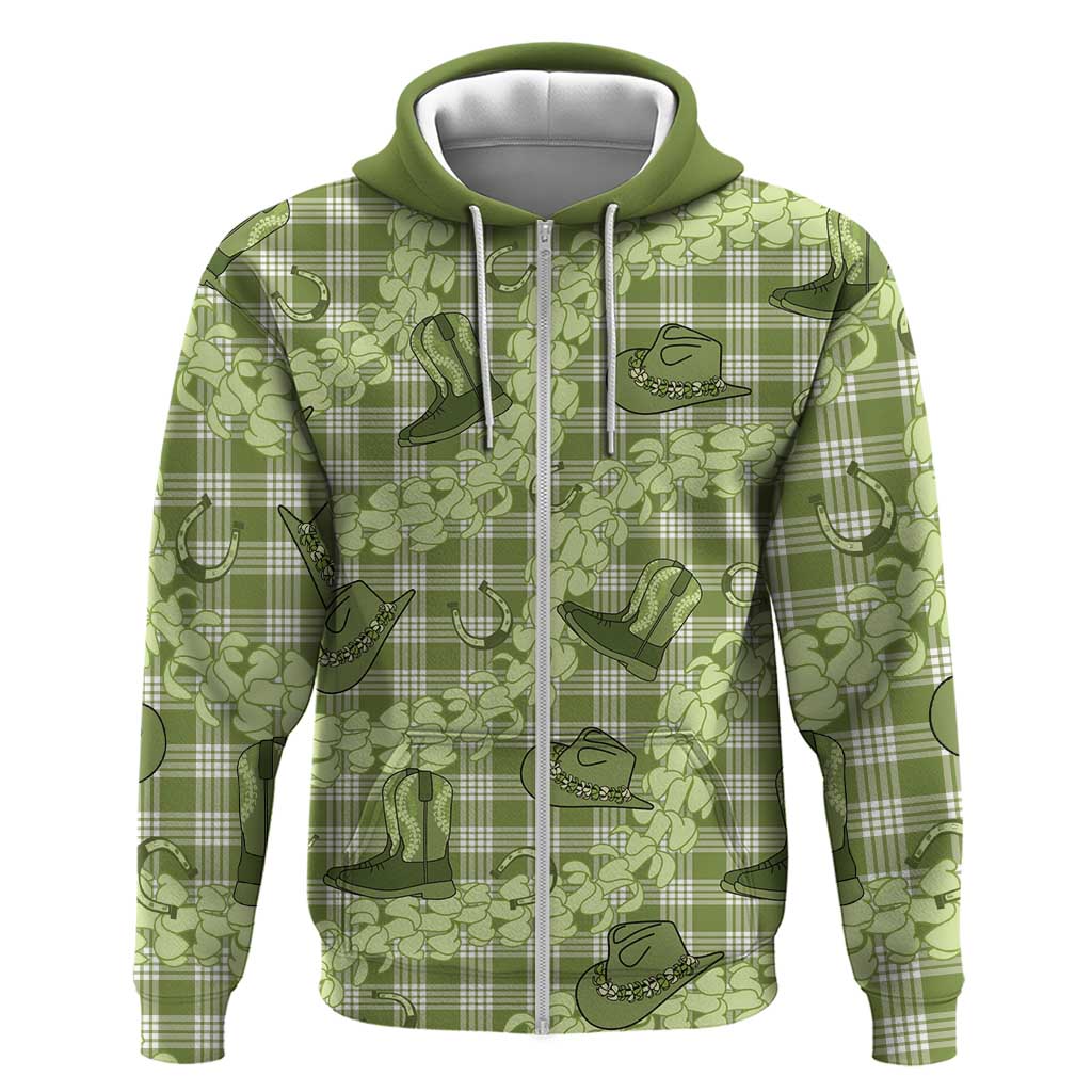 Lime Palaka Hawaii Cowboy Hoodie Puakenikeni Lei Paniolo Papale Seamless Vibes - Polynesian Pride
