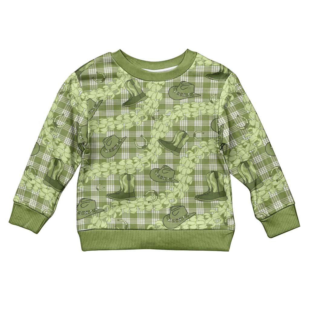 Lime Palaka Hawaii Cowboy Kid Ugly Christmas Sweater Puakenikeni Lei Paniolo Papale Seamless Vibes - Polynesian Pride