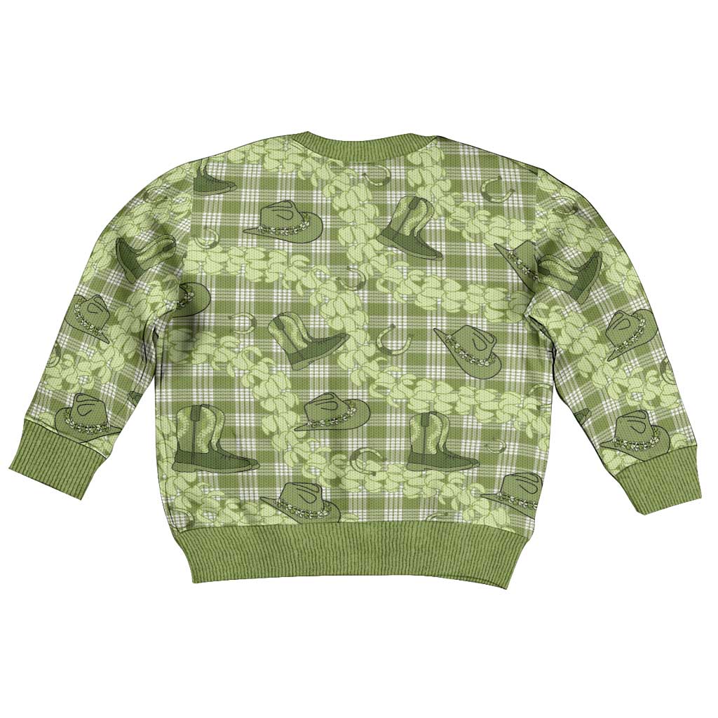Lime Palaka Hawaii Cowboy Kid Ugly Christmas Sweater Puakenikeni Lei Paniolo Papale Seamless Vibes - Polynesian Pride