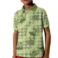 Lime Palaka Hawaii Cowboy Kid Polo Shirt Puakenikeni Lei Paniolo Papale Seamless Vibes - Polynesian Pride