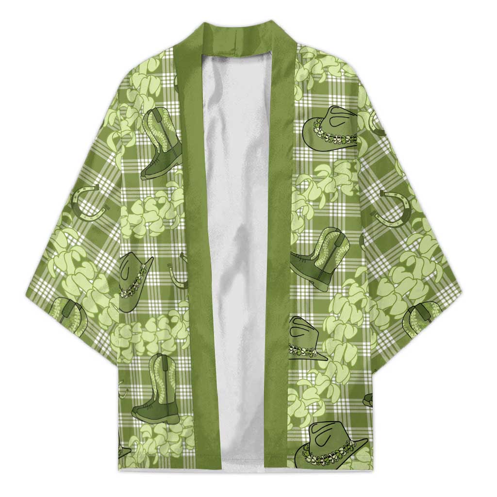 Lime Palaka Hawaii Cowboy Kimono Puakenikeni Lei Paniolo Papale Seamless Vibes LT14 Unisex Lime - Polynesian Pride