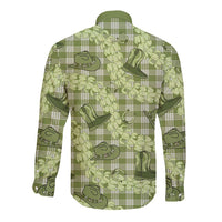 Lime Palaka Hawaii Cowboy Long Sleeve Button Shirt Puakenikeni Lei Paniolo Papale Seamless Vibes - Polynesian Pride