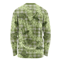 Lime Palaka Hawaii Cowboy Long Sleeve Shirt Puakenikeni Lei Paniolo Papale Seamless Vibes - Polynesian Pride