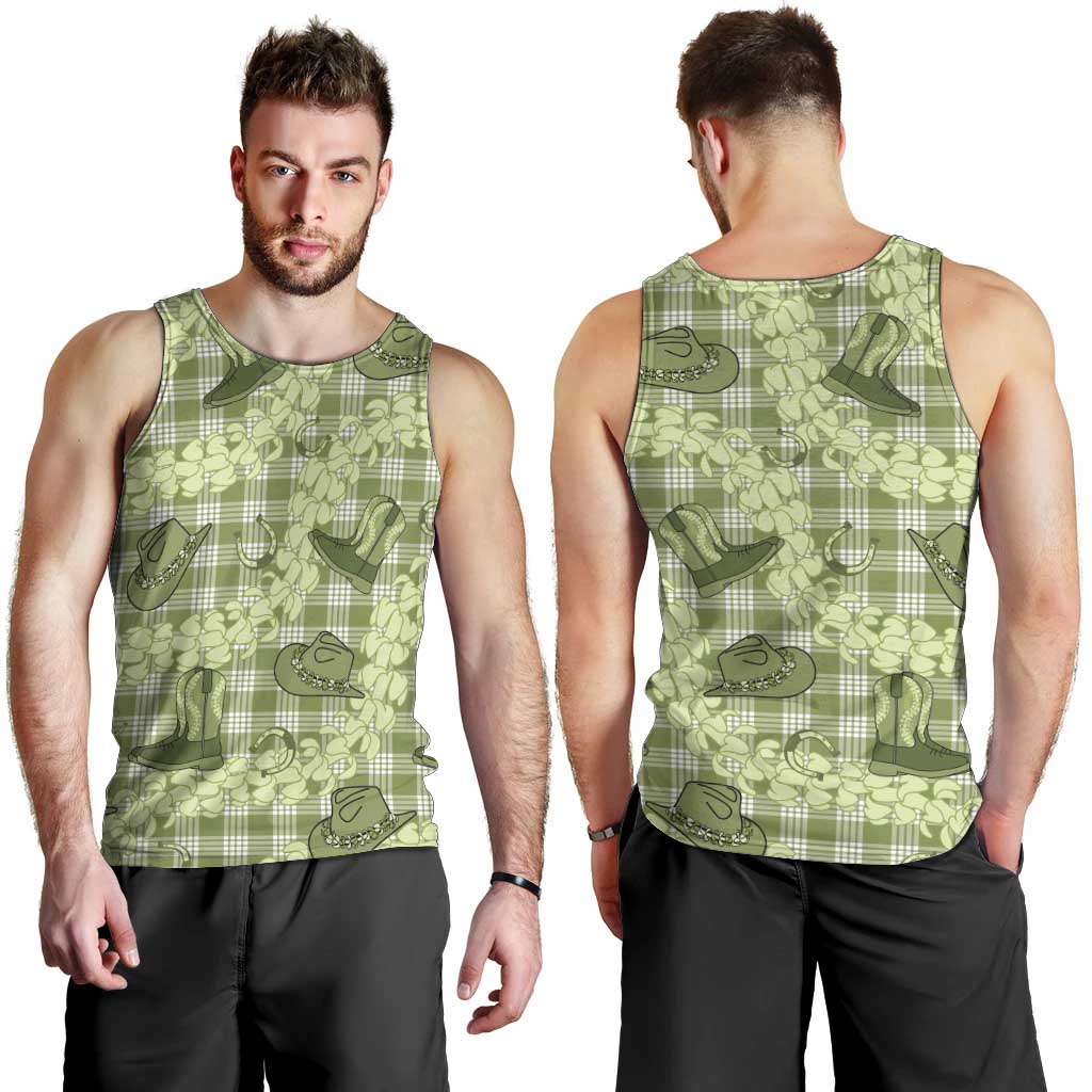 Lime Palaka Hawaii Cowboy Men Tank Top Puakenikeni Lei Paniolo Papale Seamless Vibes - Polynesian Pride