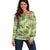 Lime Palaka Hawaii Cowboy Off Shoulder Sweater Puakenikeni Lei Paniolo Papale Seamless Vibes - Polynesian Pride